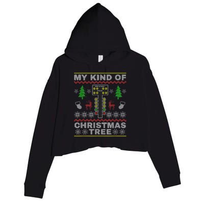 Drag Racers Racing Christmas Tree Sweater Crop Fleece Hoodie