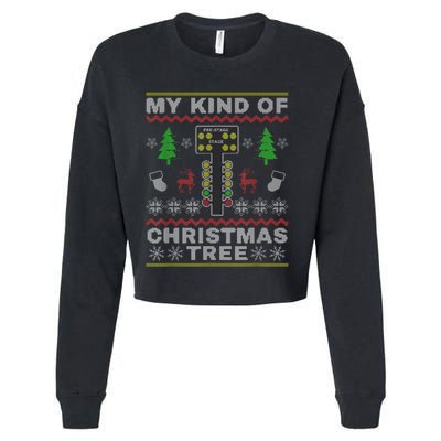 Drag Racers Racing Christmas Tree Sweater Cropped Pullover Crew