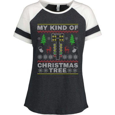 Drag Racers Racing Christmas Tree Sweater Enza Ladies Jersey Colorblock Tee