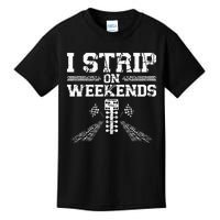 Drag Racing Race Car Pun Vintage I Strip On Weekends Kids T-Shirt