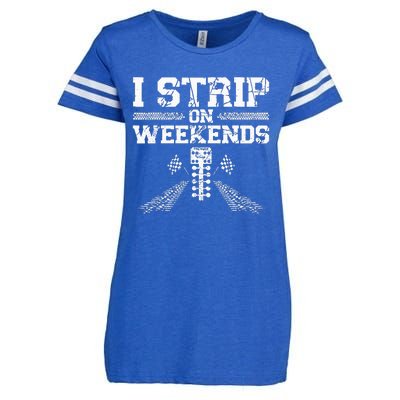 Drag Racing Race Car Pun Vintage I Strip On Weekends Enza Ladies Jersey Football T-Shirt