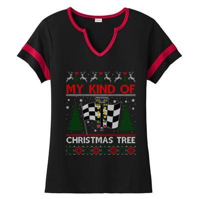 Drag Racers Racing Christmas Tree Ugly Xmas Sweater Gift Ladies Halftime Notch Neck Tee