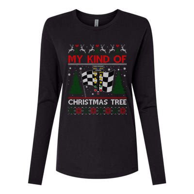 Drag Racers Racing Christmas Tree Ugly Xmas Sweater Gift Womens Cotton Relaxed Long Sleeve T-Shirt