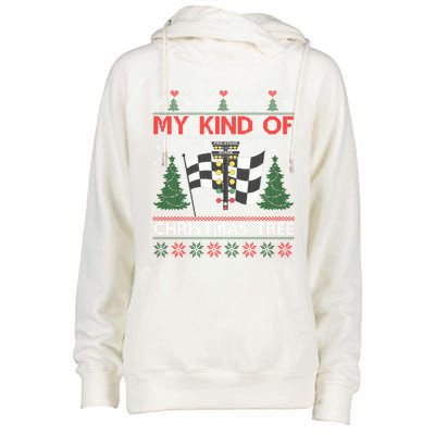 Drag Racers Racing Christmas Tree Ugly Xmas Sweater Gift Womens Funnel Neck Pullover Hood