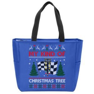 Drag Racers Racing Christmas Tree Ugly Xmas Sweater Gift Zip Tote Bag