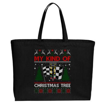 Drag Racers Racing Christmas Tree Ugly Xmas Sweater Gift Cotton Canvas Jumbo Tote