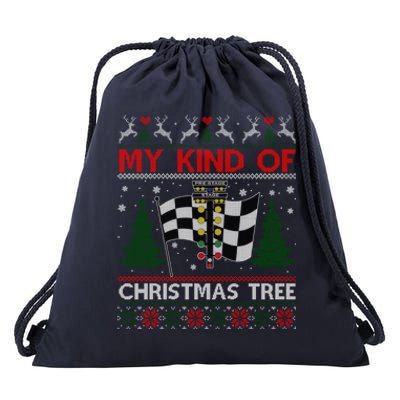 Drag Racers Racing Christmas Tree Ugly Xmas Sweater Gift Drawstring Bag