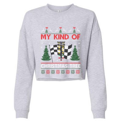 Drag Racers Racing Christmas Tree Ugly Xmas Sweater Gift Cropped Pullover Crew