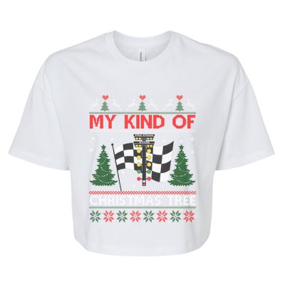 Drag Racers Racing Christmas Tree Ugly Xmas Sweater Gift Bella+Canvas Jersey Crop Tee