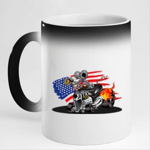 Digirods Rat Rod Racer American Flaming Hot Rod Cartoon Car 11oz Black Color Changing Mug