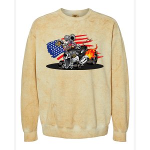 Digirods Rat Rod Racer American Flaming Hot Rod Cartoon Car Colorblast Crewneck Sweatshirt