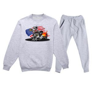 Digirods Rat Rod Racer American Flaming Hot Rod Cartoon Car Premium Crewneck Sweatsuit Set