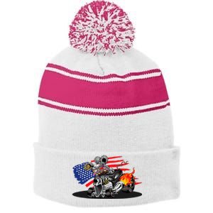 Digirods Rat Rod Racer American Flaming Hot Rod Cartoon Car Stripe Pom Pom Beanie