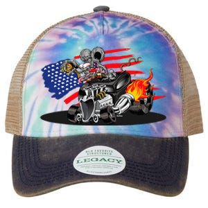 Digirods Rat Rod Racer American Flaming Hot Rod Cartoon Car Legacy Tie Dye Trucker Hat