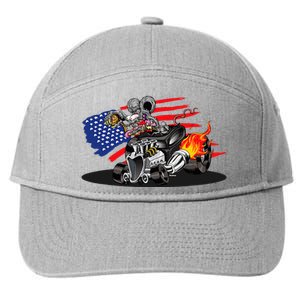 Digirods Rat Rod Racer American Flaming Hot Rod Cartoon Car 7-Panel Snapback Hat