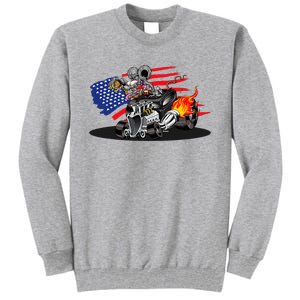 Digirods Rat Rod Racer American Flaming Hot Rod Cartoon Car Tall Sweatshirt