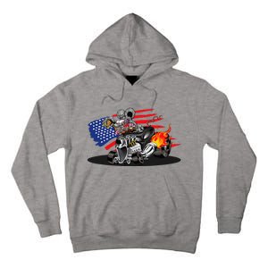 Digirods Rat Rod Racer American Flaming Hot Rod Cartoon Car Tall Hoodie