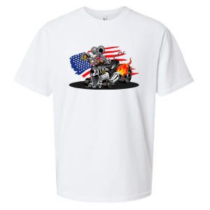 Digirods Rat Rod Racer American Flaming Hot Rod Cartoon Car Sueded Cloud Jersey T-Shirt