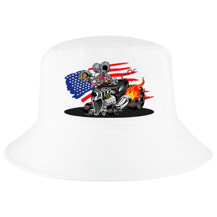 Digirods Rat Rod Racer American Flaming Hot Rod Cartoon Car Cool Comfort Performance Bucket Hat