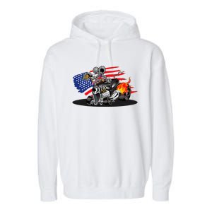 Digirods Rat Rod Racer American Flaming Hot Rod Cartoon Car Garment-Dyed Fleece Hoodie