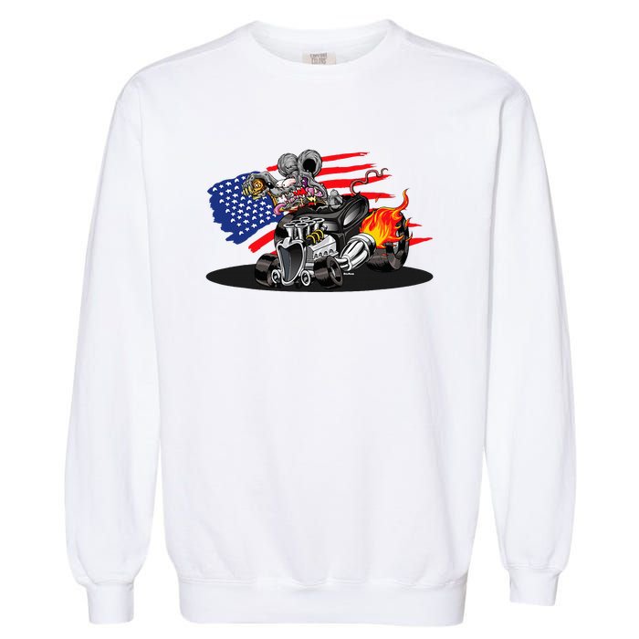 Digirods Rat Rod Racer American Flaming Hot Rod Cartoon Car Garment-Dyed Sweatshirt