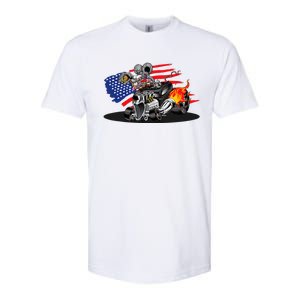 Digirods Rat Rod Racer American Flaming Hot Rod Cartoon Car Softstyle CVC T-Shirt