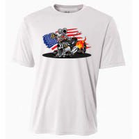 Digirods Rat Rod Racer American Flaming Hot Rod Cartoon Car Cooling Performance Crew T-Shirt