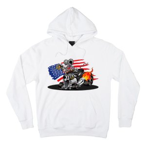 Digirods Rat Rod Racer American Flaming Hot Rod Cartoon Car Hoodie