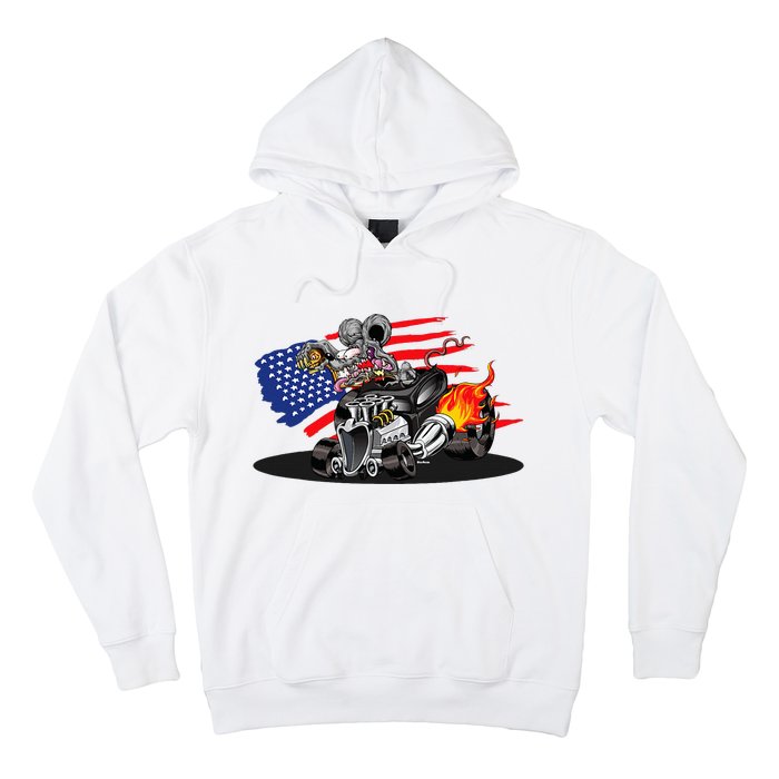 Digirods Rat Rod Racer American Flaming Hot Rod Cartoon Car Hoodie