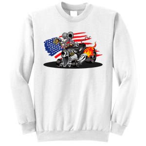 Digirods Rat Rod Racer American Flaming Hot Rod Cartoon Car Sweatshirt