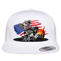 Digirods Rat Rod Racer American Flaming Hot Rod Cartoon Car Flat Bill Trucker Hat