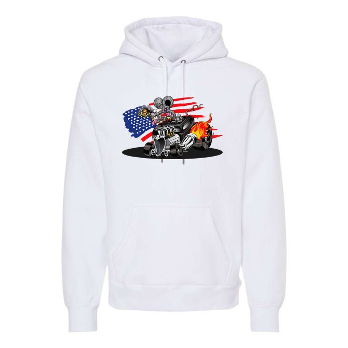 Digirods Rat Rod Racer American Flaming Hot Rod Cartoon Car Premium Hoodie