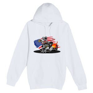 Digirods Rat Rod Racer American Flaming Hot Rod Cartoon Car Premium Pullover Hoodie