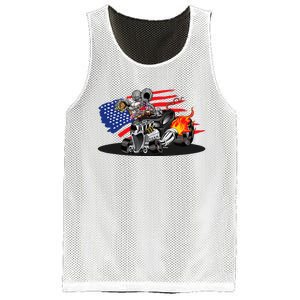 Digirods Rat Rod Racer American Flaming Hot Rod Cartoon Car Mesh Reversible Basketball Jersey Tank