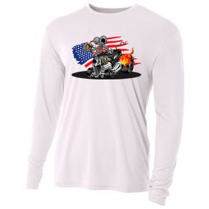 Digirods Rat Rod Racer American Flaming Hot Rod Cartoon Car Cooling Performance Long Sleeve Crew