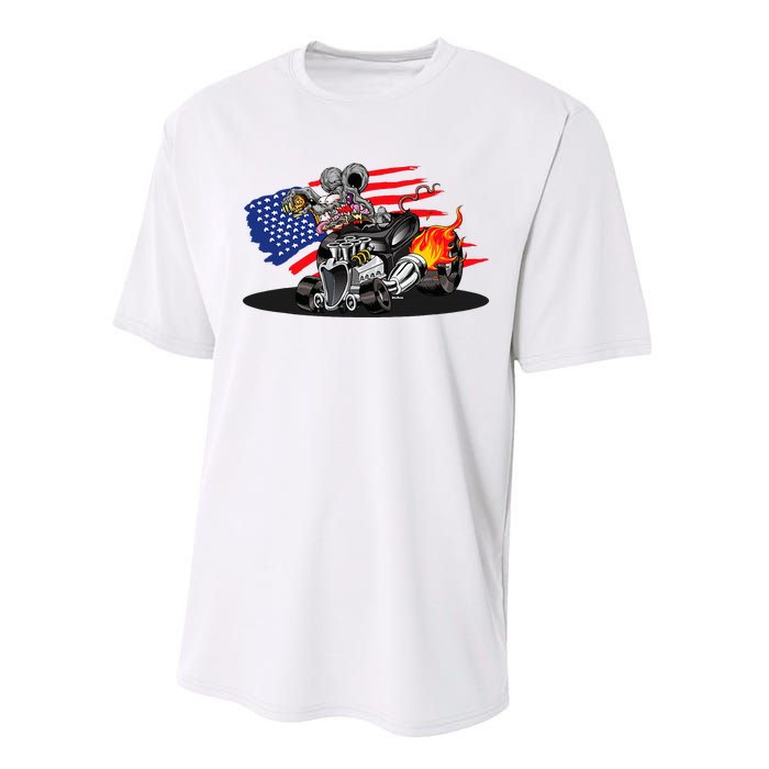 Digirods Rat Rod Racer American Flaming Hot Rod Cartoon Car Performance Sprint T-Shirt