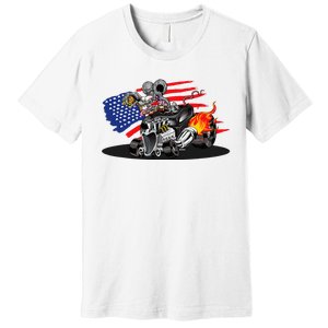 Digirods Rat Rod Racer American Flaming Hot Rod Cartoon Car Premium T-Shirt