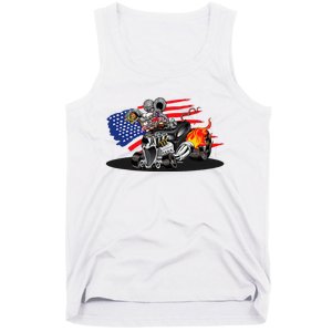 Digirods Rat Rod Racer American Flaming Hot Rod Cartoon Car Tank Top