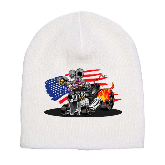 Digirods Rat Rod Racer American Flaming Hot Rod Cartoon Car Short Acrylic Beanie