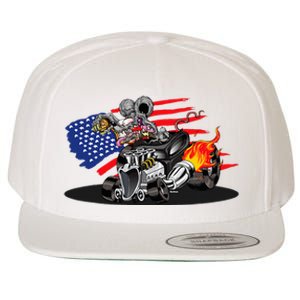 Digirods Rat Rod Racer American Flaming Hot Rod Cartoon Car Wool Snapback Cap