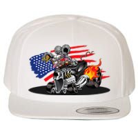 Digirods Rat Rod Racer American Flaming Hot Rod Cartoon Car Wool Snapback Cap