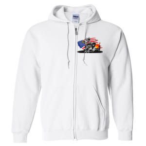 Digirods Rat Rod Racer American Flaming Hot Rod Cartoon Car Full Zip Hoodie