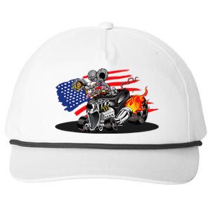 Digirods Rat Rod Racer American Flaming Hot Rod Cartoon Car Snapback Five-Panel Rope Hat