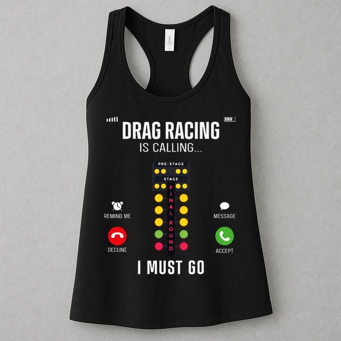 Drag Racing Race Car Phone Display Drag Racing Is Calling Womens Tank Top