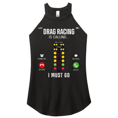 Drag Racing Race Car Phone Display Drag Racing Is Calling Women's Perfect Tri Rocker Tank