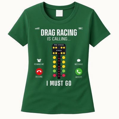Drag Racing Race Car Phone Display Drag Racing Is Calling Womens T-Shirt