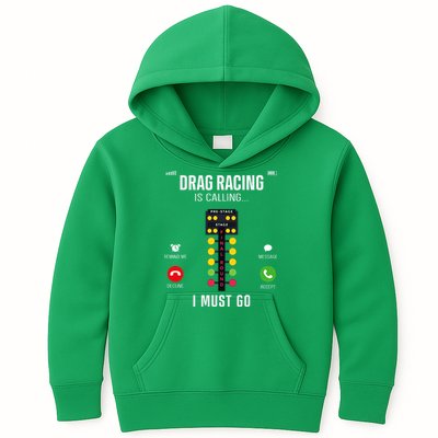 Drag Racing Race Car Phone Display Drag Racing Is Calling Kids Hoodie