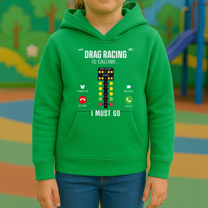 Drag Racing Race Car Phone Display Drag Racing Is Calling Kids Hoodie