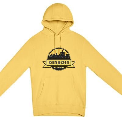 Detroit Record Skyline Logo Premium Pullover Hoodie