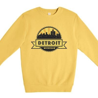 Detroit Record Skyline Logo Premium Crewneck Sweatshirt